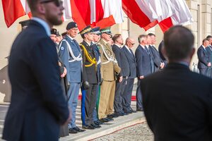 Uczestnicy uroczystości wręczenia nominacji generalskich. Uczestnicy uroczystości wręczenia nominacji generalskich.