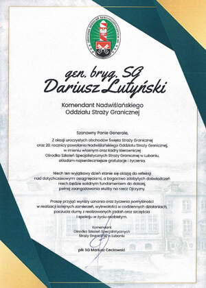 Gratulacje i życzenia. Ośrodek Szkoleń Specjalistycznych Straży Granicznej w Lubaniu. Gratulacje i życzenia. Ośrodek Szkoleń Specjalistycznych Straży Granicznej w Lubaniu.