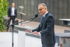 Prezydent RP Andrzej Duda podczas swojego wystąpienia Prezydent RP Andrzej Duda podczas swojego wystąpienia